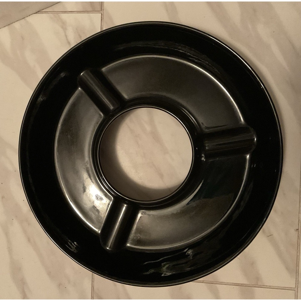 Velata Noir‎ Party Bowl 3 Compartments Serving Chips Dip Veggie Tray NEW (BLACK)